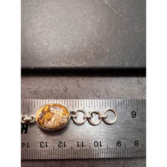 NEW Brecciated mookaite jasper sterling silver link bracelet - Picture 16 of 16